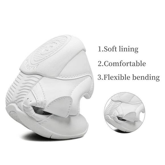 Youth Size 11 White, Lightweight Competition Cheer Sneakers, Training or Dance - Picture 3 of 6